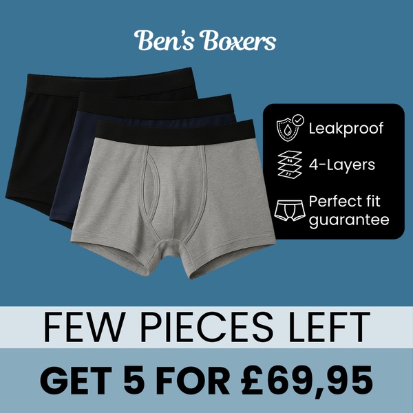 A clean, functional advertisement showcasing a three-pack of boxer briefs with a prominent list of product benefits and a clear price-based offer.